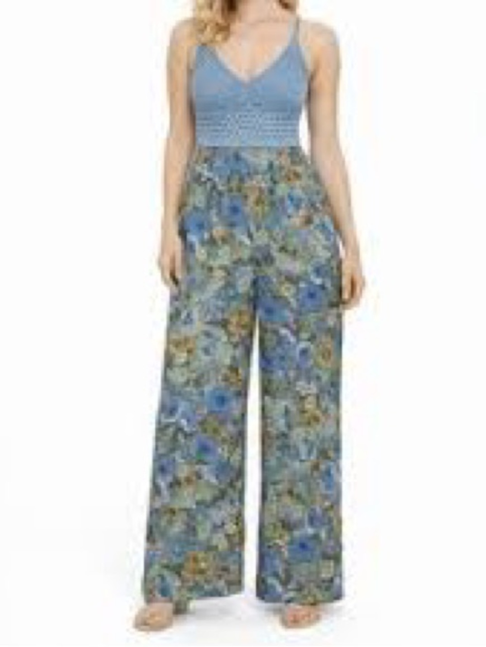 Boho BOG Periwinkle Floral M Jumpsuit